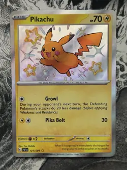 Pokemon Pikachu TCG Holo Shiny Rare Card Paldean Fates 131/091 NM - Image 1