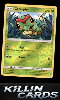 Reverse Holofoil Caterpie 1/149 Pokemon Common SM Base Set Card NM - Image 1