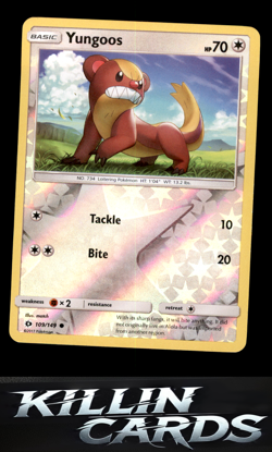 Reverse Holofoil Yungoos 109/149 Pokemon Common SM Base Set Card NM - Image 1