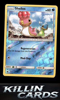 Reverse Holofoil Shellos 29/111 Pokemon Common SM - Crimson Invasion Card NM - Image 1