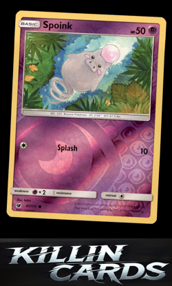 Reverse Holofoil Spoink 41/111 Pokemon Common SM - Crimson Invasion Card NM - Image 1
