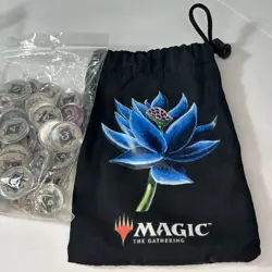Magic The Gathering Blue Lotus Token Bag + Assorted MTG Counters Lot - Image 1