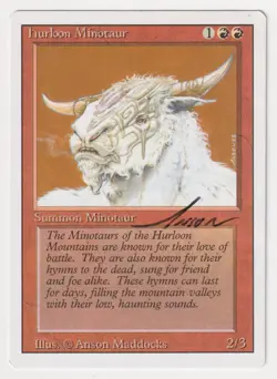 Signed Hurloon Minotaur HP Revised Artist Anson Maddocks 1994 MTG Magic Vintage! - Image 1