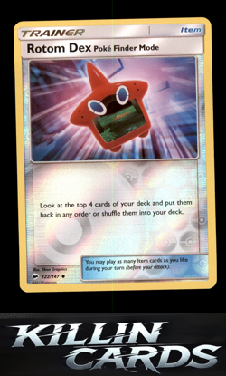 Reverse Holofoil Rotom Dex Poke Finder Mode 122/147 Pokemon Uncommon SM - Burnin - Image 1