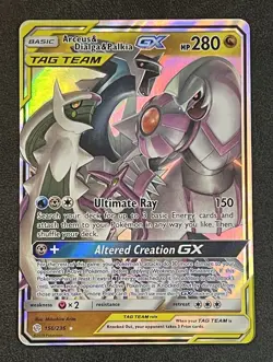 Pokemon Arceus & Dialga & Palkia GX 156/236 Cosmic Eclipse Holo Hyper Rare NM - Image 1