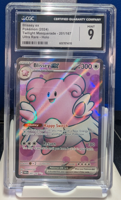 2024 POKEMON TWILIGHT MASQUERADE ULTRA RARE #201 BLISSEY EX CGC 9 MINT - Image 1