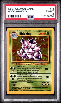 1999 Pokemon Base Set Nidoking Holo #11 - PSA 6 EX-MT - WOTC Vintage - Image 1