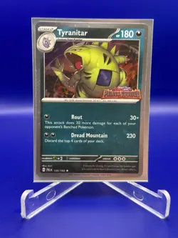 2023 Pokemon Scarlet Violet Cosmos Holo 135/193 Tyranitar Stamped Paldea Evolved - Image 1