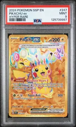 PSA 9 Pikachu ex #247 Surging Sparks 2024 Pokemon MINT 247/191 - Image 1