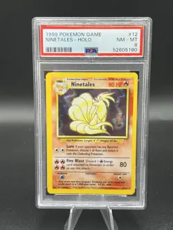 1999 POKEMON BASE SET UNLIMITED #12 NINETALES-HOLO PSA 8 - Image 1
