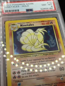 1999 POKEMON BASE SET UNLIMITED #12 NINETALES-HOLO PSA 8 - Image 3