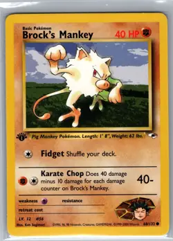 Brock's Mankey 1st Edition 68/132 Gym Heroes - Pokemon Card - NM - Image 1