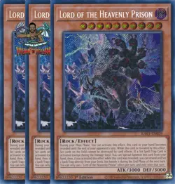 Yugioh! 3x Lord of the Heavenly Prison RA03-EN029 Secret Rare 1st Ed NM - Image 1