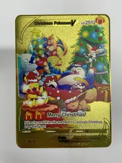 Christmas pokemonV 2512HP Gold Metal Pokemon Card-Collectible Gift Display！ - Image 2