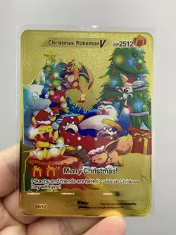 Christmas pokemonV 2512HP Gold Metal Pokemon Card-Collectible Gift Display！ - Image 3