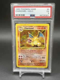 1999 POKEMON BASE SET UNLIMITED #4 CHARIZARD-HOLO PSA 5 - Image 1