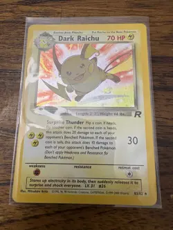 Pokemon TCG Dark Raichu Holo - Team Rocket Secret Rare 83/82 - Vintage WOTC 2000 - Image 1