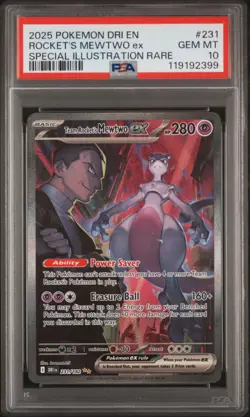 2025 POKEMON DRI EN-DESTINED RIVALS #231 TEAM ROCKET'S MEWTWO EX PSA 10 - Image 1