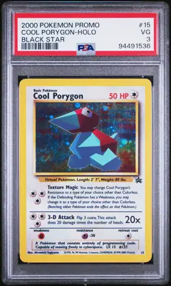 2000 POKEMON PROMO BLACK STAR #15 COOL PORYGON-HOLO PSA 3 - Image 1
