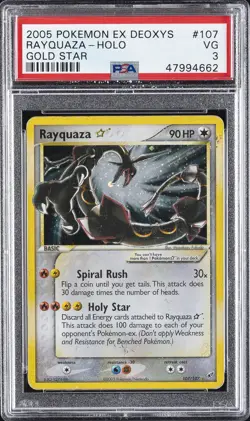 2005 POKEMON EX DEOXYS GOLD STAR #107 RAYQUAZA-HOLO PSA 3 - Image 1