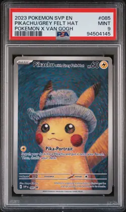 2023 Pokemon Promo S&V Black Star Pikachu with Grey Felt Hat x Van Gogh PSA 9 - Image 3