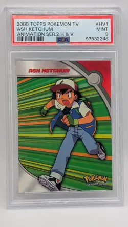 2000 Pokemon Topps Series 2 H&V Ash Ketchum Blue Logo #HV1 PSA 9 MINT! - Image 1