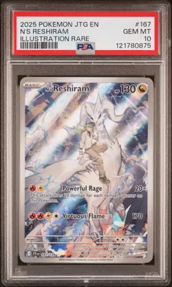 2025 POKEMON JTG EN-JOURNEY TOGETHER ILLUSTRATION RARE #167 N'S RESHIRAM PSA 10 - Image 1