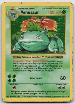 Pokemon TCG Venusaur 15/102 Base Set Shadowless Holo! Damaged Condition - Image 1