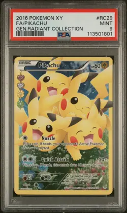 2016 POKEMON XY GENERATIONS RADIANT COLLECTION #RC29 FULL ART/PIKACHU PSA 9 - Image 1