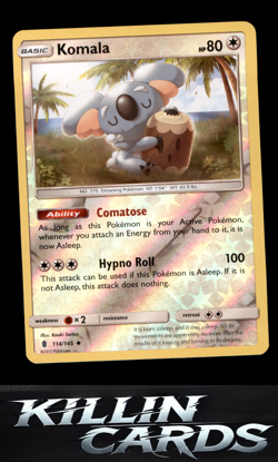 Reverse Holofoil Komala 114/145 Pokemon Uncommon SM - Guardians Rising Card NM - Image 1