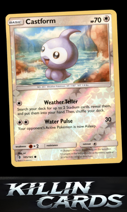 Reverse Holofoil Castform 105/145 Pokemon Common SM - Guardians Rising Card NM - Image 1