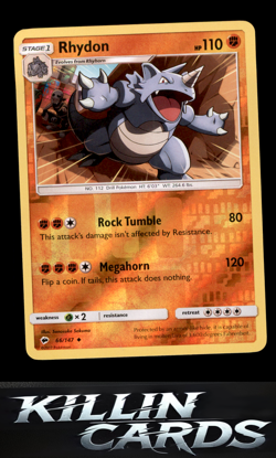 Reverse Holofoil Rhydon 66/147 Pokemon Uncommon SM - Burning Shadows Card NM - Image 1