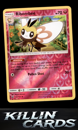 Reverse Holofoil Ribombee 96/147 Pokemon Uncommon SM - Burning Shadows Card NM - Image 1