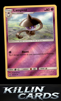 Reverse Holofoil Lampent 102/214 Pokemon Uncommon SM - Lost Thunder Card NM - Image 1