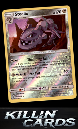 Reverse Holofoil Steelix 139/236 Pokemon Holo Rare SM - Cosmic Eclipse Card NM - Image 1