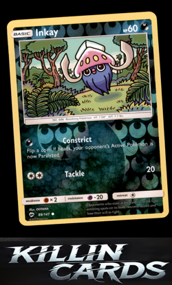 Reverse Holofoil Inkay 89/147 Pokemon Common SM - Burning Shadows Card NM - Image 1