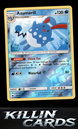 Reverse Holofoil Azumarill 35/147 Pokemon Rare SM - Burning Shadows Card NM - Image 1