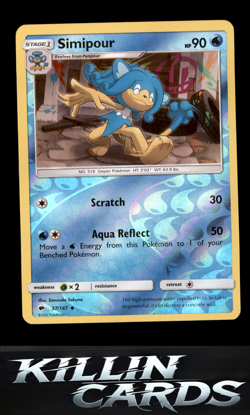 Reverse Holofoil Simipour 37/147 Pokemon Uncommon SM - Burning Shadows Card NM - Image 1