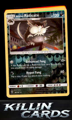 Reverse Holofoil Alolan Raticate 82/147 Pokemon Rare SM - Burning Shadows Card N - Image 1