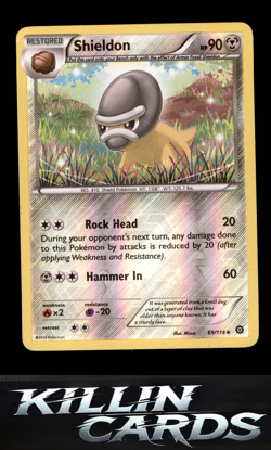 Reverse Holofoil Shieldon 69/114 Pokemon Uncommon XY - Steam Siege Card NM - Image 1