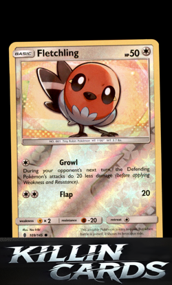 Reverse Holofoil Fletchling 109/145 Pokemon Common SM - Guardians Rising Card NM - Image 1