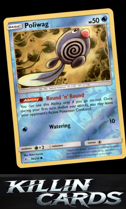 Reverse Holofoil Poliwag (36) 36/214 Pokemon Common SM - Unbroken Bonds Card NM - Image 1