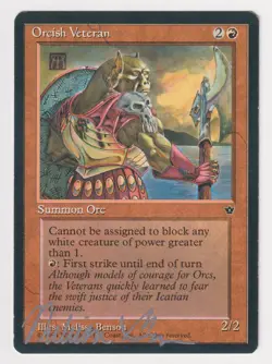 Silver Signed Orcish Veteran HP Artist Melissa A. Benson Fallen Empires 1994 MTG - Image 1