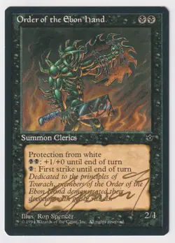 Signed Order of the Ebon Hand NM Fallen Empires Artist Ron Spencer MTG Misprint! - Image 1