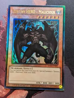 Yugioh Destiny HERO - Malicious RA03-EN001 Prismatic Ultimate Rare 1st Ed NM - Image 1