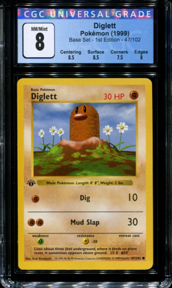 Diglett - 47/102 - CGC 8 - 1st Edition - Base Set - Pokemon - 38118 - Image 1