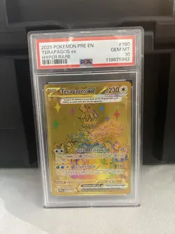 Pokemon Prismatic Evolutions Terapagos EX Gold Hyper Rare 180/131 PSA 10 - Image 1