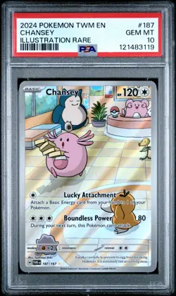 2024 POKEMON TWM EN-TWILIGHT MASQUERADE ILLUSTRATION RARE #187 CHANSEY PSA 10 - Image 1