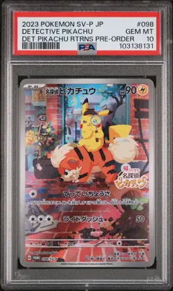 2023 POKEMON JAPANESE SV-P PROMO #098 DETECTIVE PIKACHU PSA 10 - Image 1