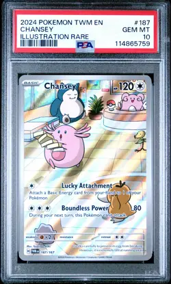 2024 POKEMON TWM EN-TWILIGHT MASQUERADE ILLUSTRATION RARE #187 CHANSEY PSA 10 - Image 1